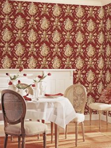 CLASSC SILKS 2 - BOLD VINTAGE DAMASK - CS35622 - VERMELHO - AMBIENTADO