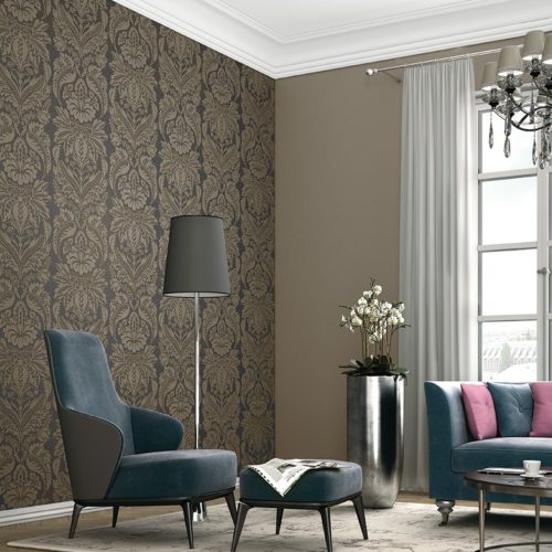 TRIANON - DAMASK - 515213 - GRAFITE - AMBIENTADO